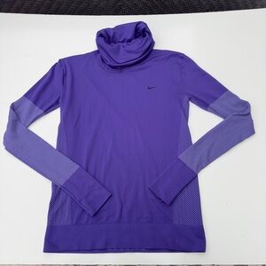 Nike Dri-Fit Infinity Funnel Neck Purple Pullover Activewear Top Small